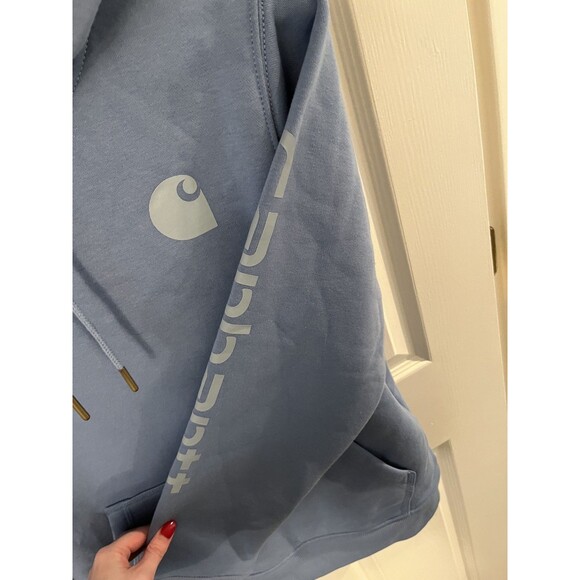 Carhartt Blue WOMEN'S RELAXED FIT MIDWEIGHT SLEEVE GRAPHIC Medium HOODIE - Picture 3 of 7